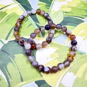 Botswana Agate Stretch Stone Bead Bracelet